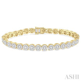 5 ctw Round Cut Diamond Lovebright Tennis Bracelet in 14K Yellow and White Gold